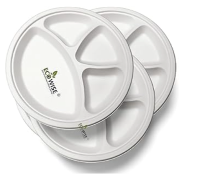 12 Eco Wise BioDegradable Plates 3 compartments (Pack of 25)